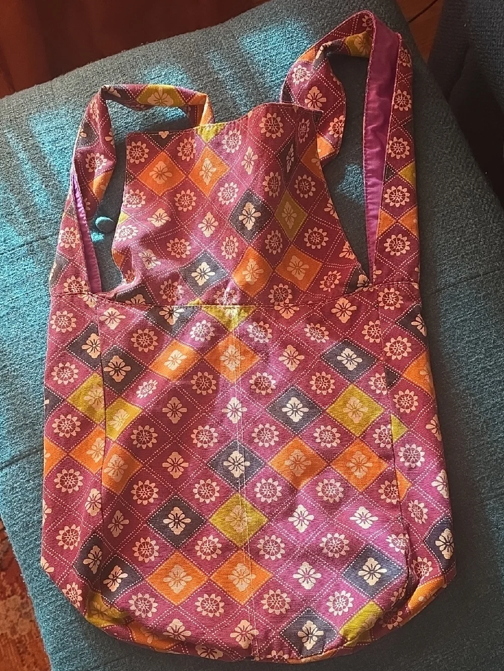 VTG Purple Floral Geometric Hobo Sling Bag TVD Caroline Forbes Wardrobe Match!